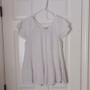 Flowy Ruffled White Top